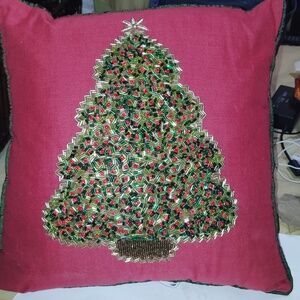 Pier one Christmas beaded pillow